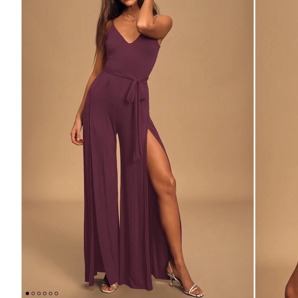 Plum jumpsuit with slits